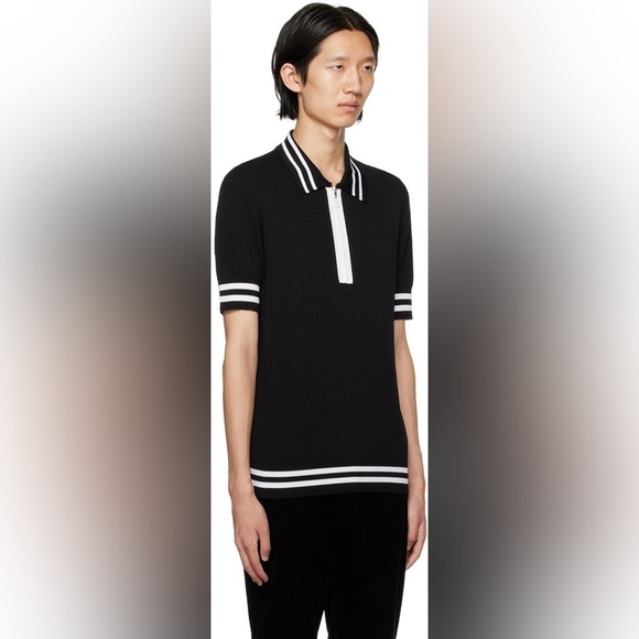 Balmain Monogrammed Jacquard Polo Shirt - Picture 1 of 7
